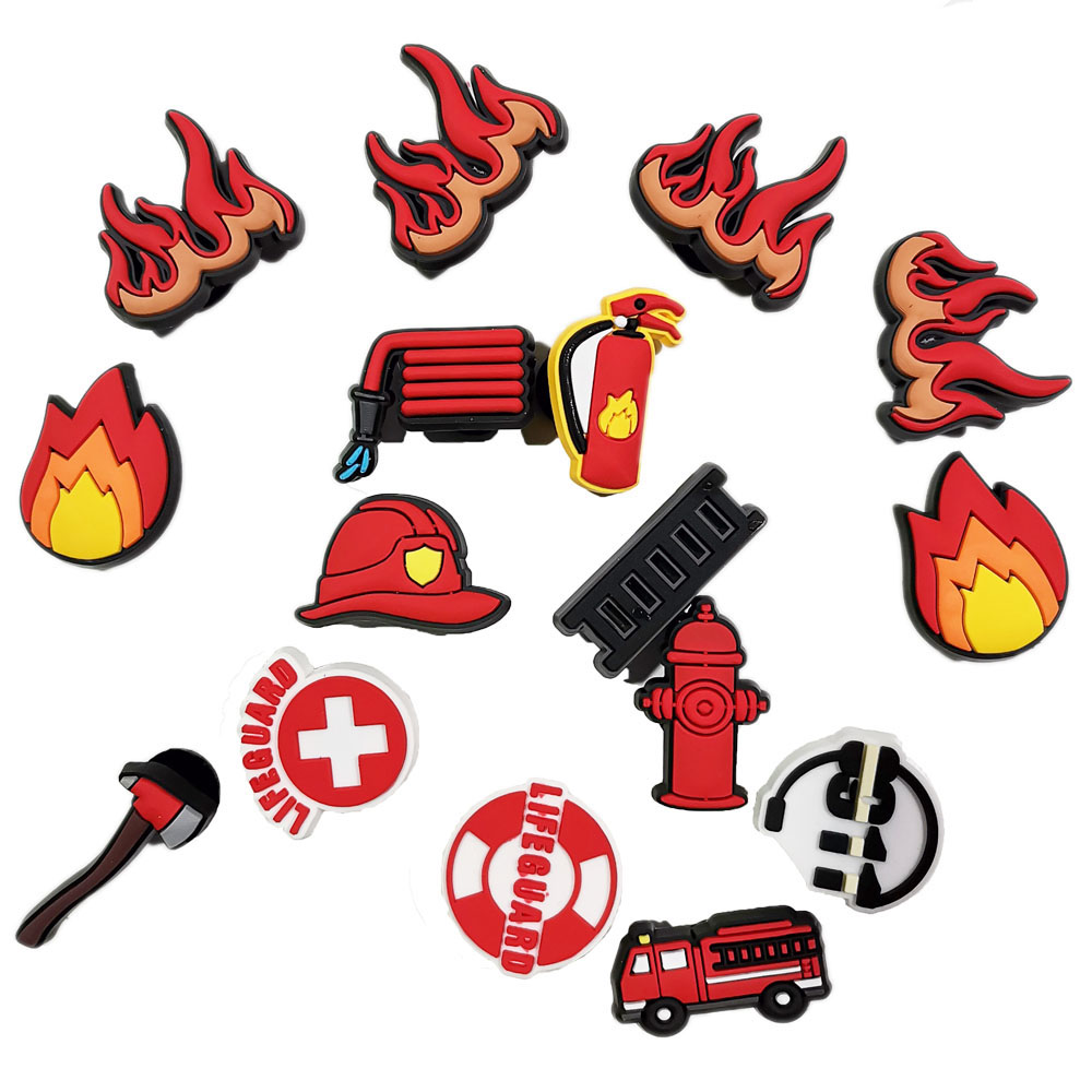 Men'S Accessories Crocs - Feuerwehrmann-Schuhanhänger für Crocs-Zubehör, Kinder-Clogs, Anstecknadeln, Jungen,