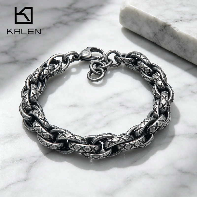 X Men Accessories - Kalen 11mm Schweres Strukturiertes Kubanisches Kettenarmband