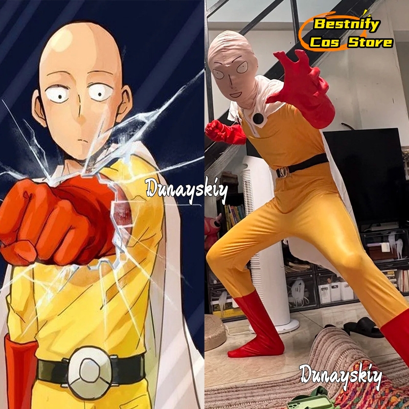 Men Accessories Korea - Saitama MAN Cosplay Jumpsuit Kostüm {Bestnify